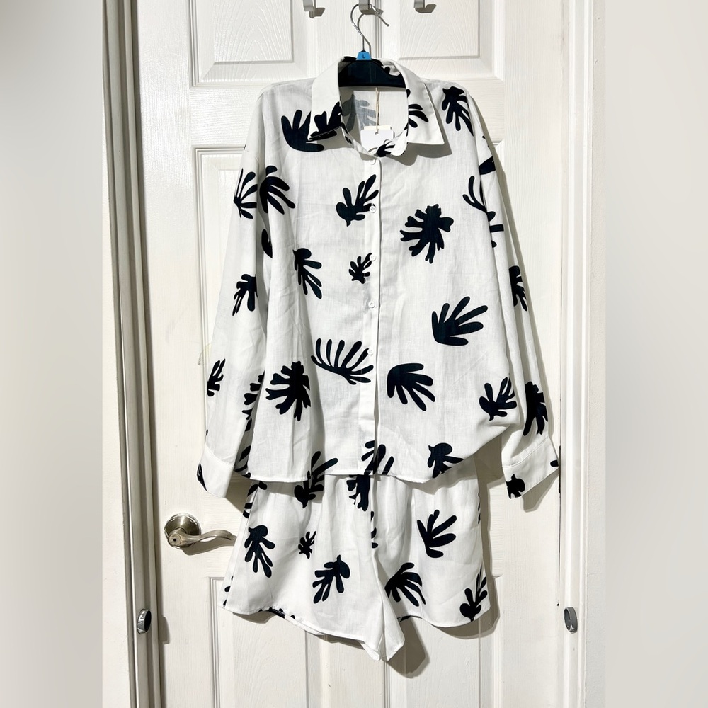 Commense Chill Life Plant Print Shorts Set - Picture 6 of 11